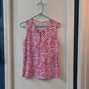 PerSeption Concept Pink and White Swirl Tank Top